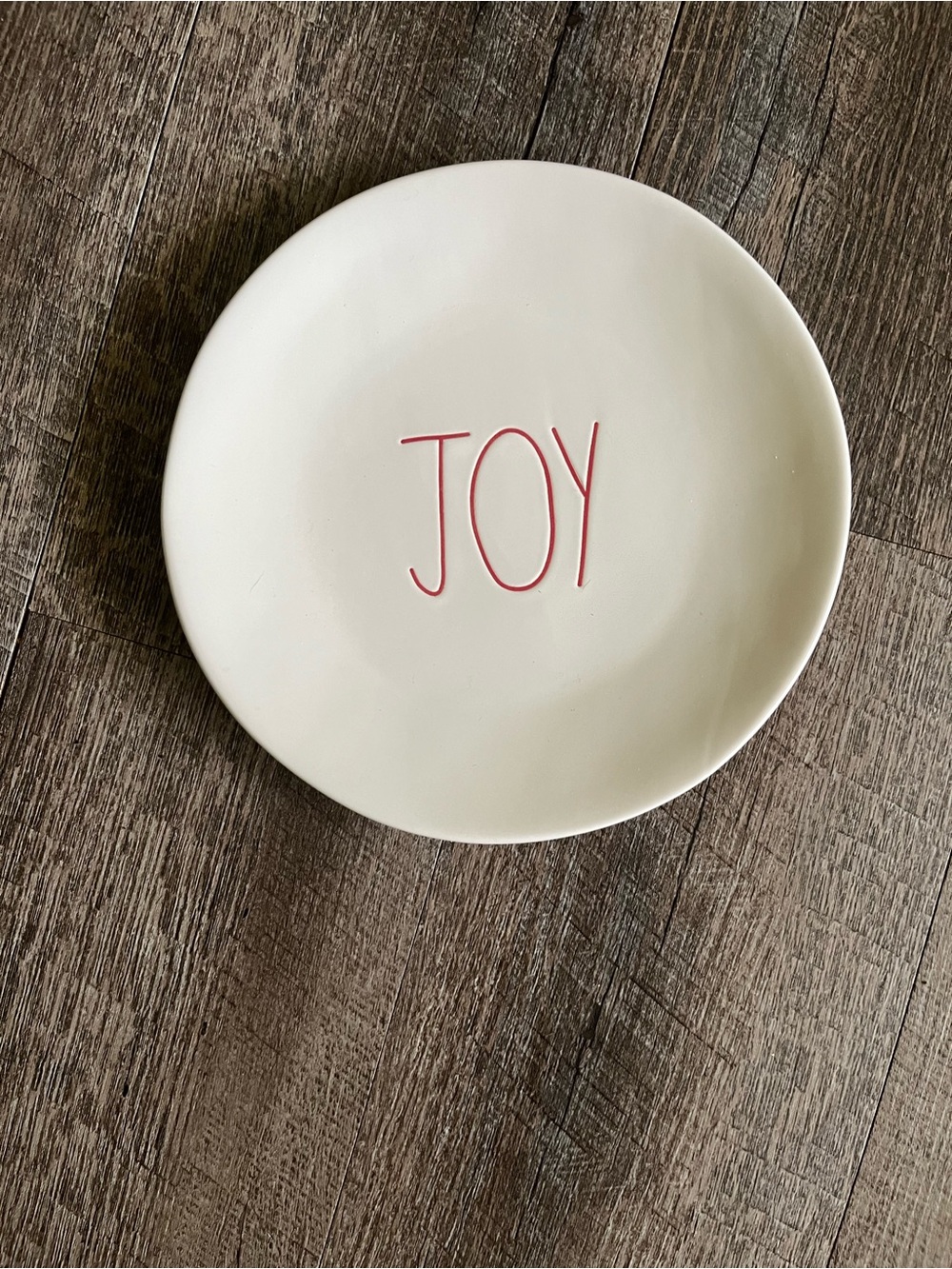 Rae Dunn White Ceramic Plate with Black Stamp